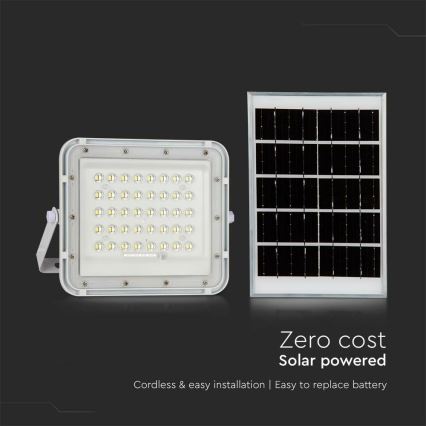 LED spoljni solarni reflektor, prigušiva, LED/6W/3,2V, IP65, 6400K, 5000 mAh, bela + daljinski upravljač