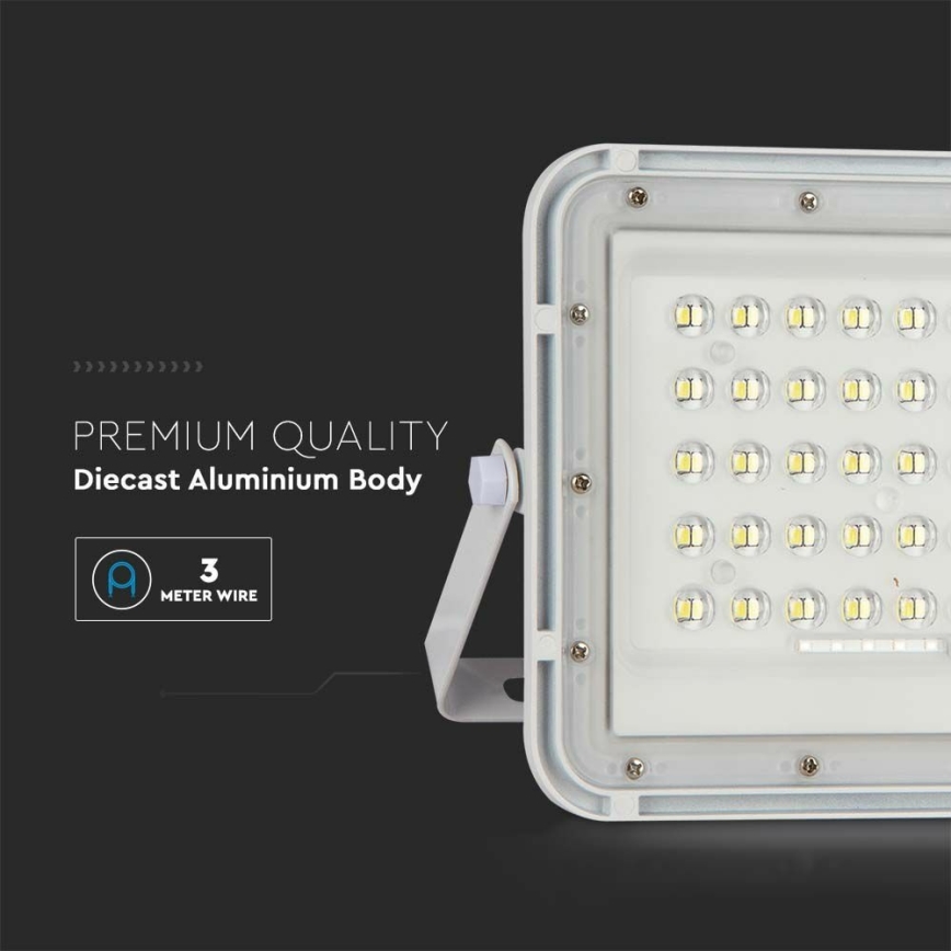 LED spoljni solarni reflektor, prigušiva, LED/6W/3,2V, IP65, 6400K, 5000 mAh, bela + daljinski upravljač