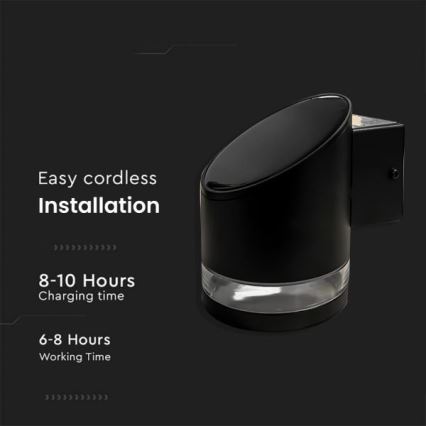 LED solarno spoljašnje zidno svetlo LED/1W/3,7V 3000K IP54 1200 mAh crna