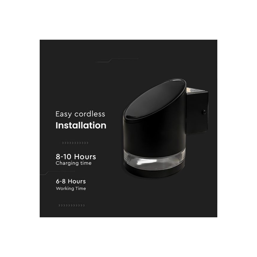 LED solarno spoljašnje zidno svetlo LED/1W/3,7V 3000K IP54 1200 mAh crna