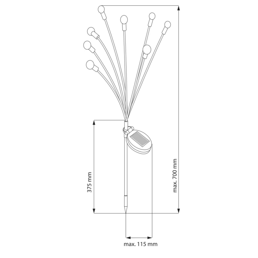 LED solarno svetlo FIORINI 8xLED/1,2V 600 mAh IP44 crno