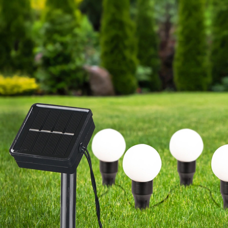 LED Solarno svetlo KULKI 6xLED/1,2V 600 mAh 4,3 m IP44 crna/bela