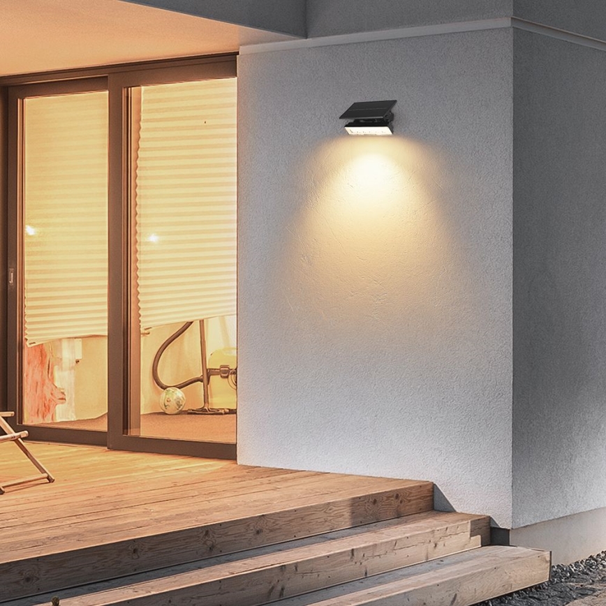 LED solarno svetlo 2 u 1 LED/0,9W/3,7V 3000K IP65 1200 mAh crna