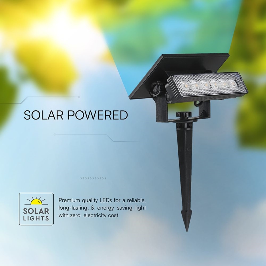 LED solarno svetlo 2 u 1 LED/0,9W/3,7V 3000K IP65 1200 mAh crna