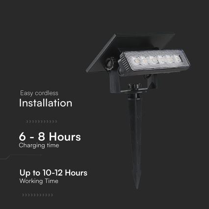 LED solarno svetlo 2 u 1 LED/0,9W/3,7V 3000K IP65 1200 mAh crna