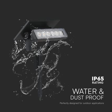 LED solarno svetlo 2 u 1 LED/0,9W/3,7V 3000K IP65 1200 mAh crna