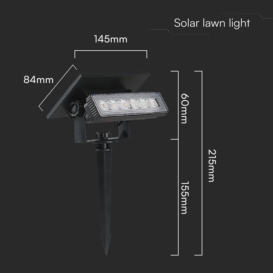 LED solarno svetlo 2 u 1 LED/0,9W/3,7V 3000K IP65 1200 mAh crna