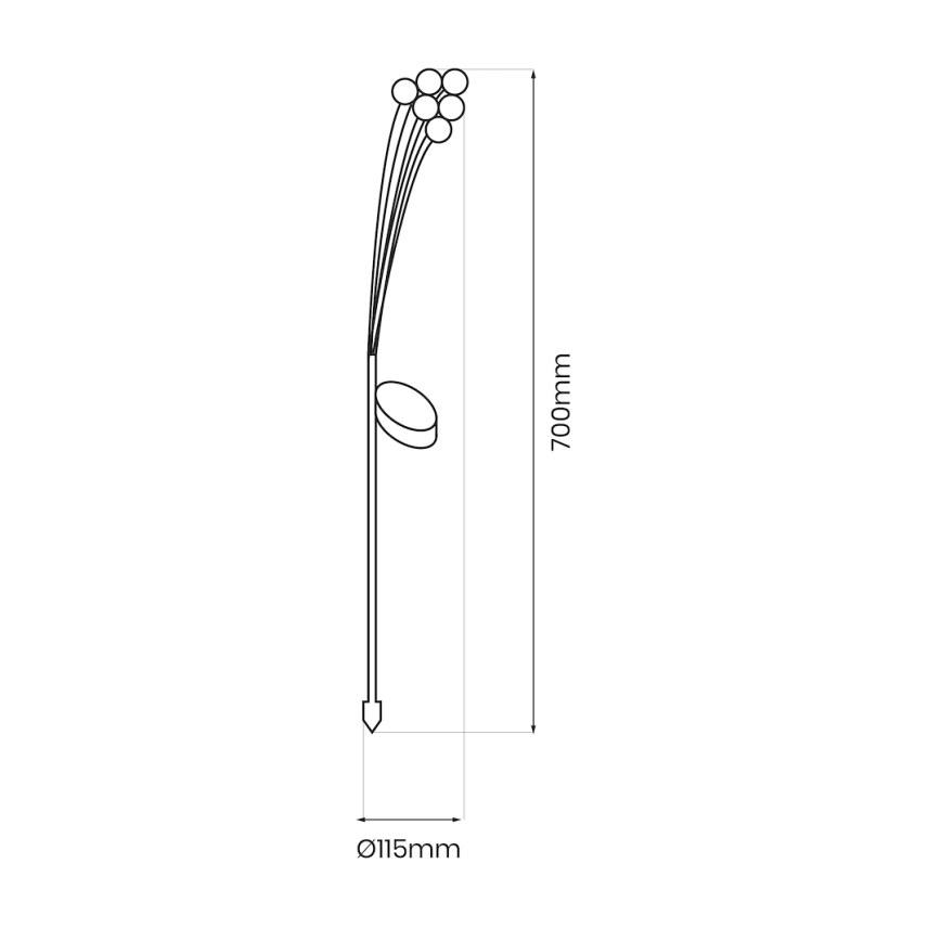 LED solarno svetlo MULTI LED/0,06W/1,2V 150 mAh IP44 crna