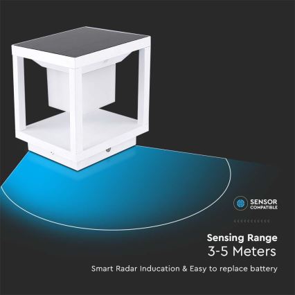 LED solarno svetlo sa senzorom LED/2W/5,5V 3000K IP65 2600 mAh bela