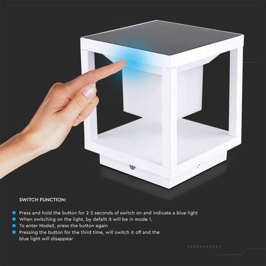 LED solarno svetlo sa senzorom LED/2W/5,5V 3000K IP65 2600 mAh bela