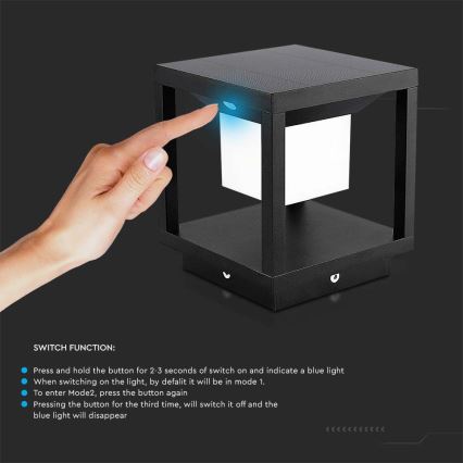 LED solarno svetlo sa senzorom LED/2W/5,5V 3000K IP65 2600 mAh crno