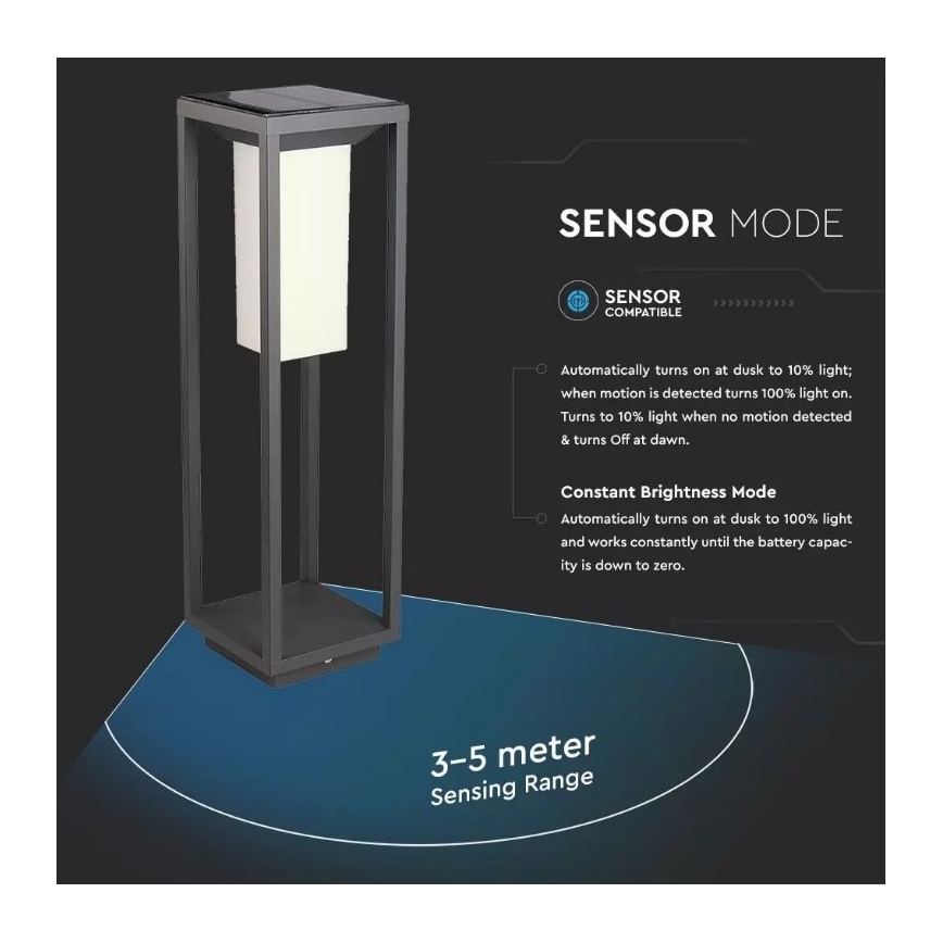 LED solarno svetlo sa senzorom SAMSUNG čip LED/2W/3,7V IP65 2600 mAh
