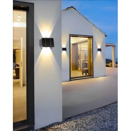 LED solarno zidno svetlo 4xLED/1,5W/3,7V 1500 mAh IP54 crno