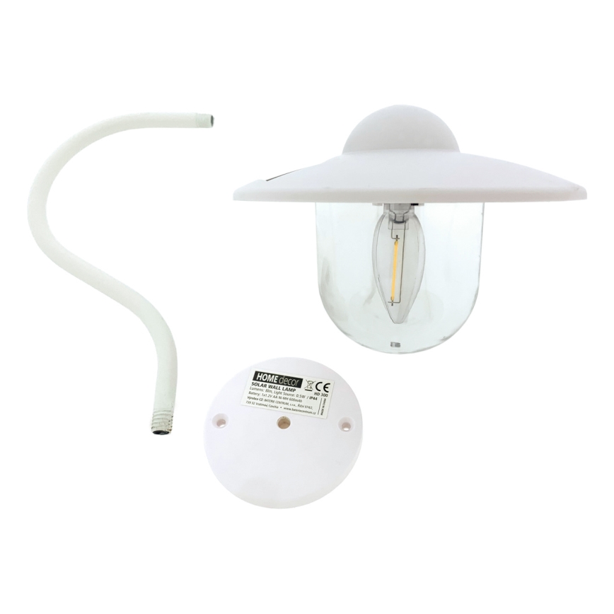 LED solarna zidna lampa LED/0,5W/1,2V 600 mAh IP44 bela