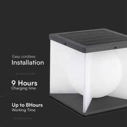 LED prigušiva solarno zidno svetlo LED/3W/3,7V IP65 3000K 2600 mAh + daljinski upravljač