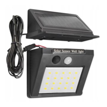 LED solarno zidno svetlo sa senzorom i eksternim panelom LED/0,55W/3,7V 1200 mAh IP65