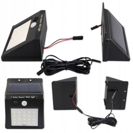 LED solarno zidno svetlo sa senzorom i eksternim panelom LED/0,55W/3,7V 1200 mAh IP65