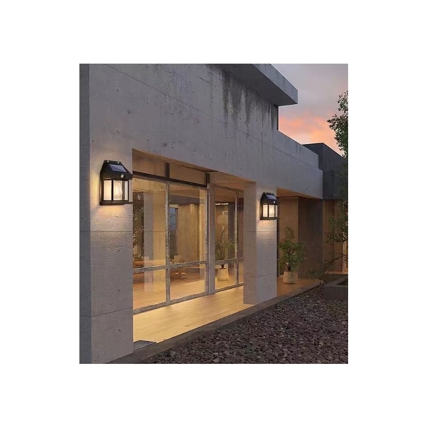 LED solarno zidno svetlo sa senzorom LANTER LED/1W/3,7V 1200 mAh IP44 crna