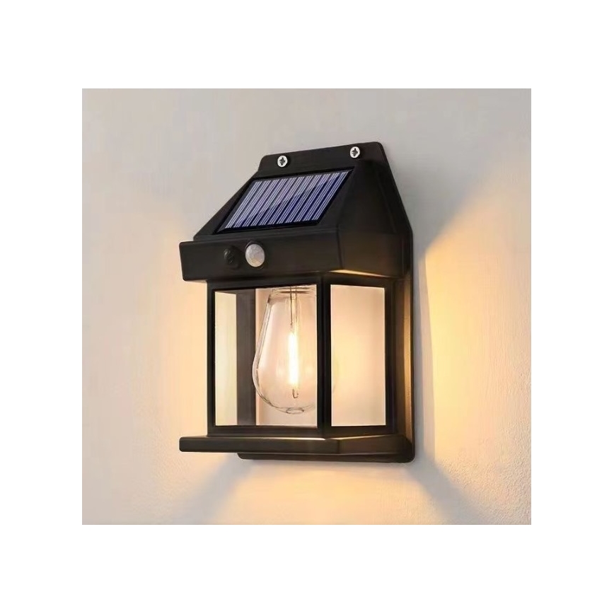 LED solarno zidno svetlo sa senzorom LANTER LED/1W/3,7V 1200 mAh IP44 crna