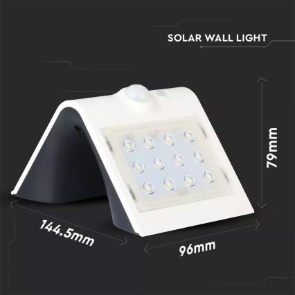 LED solarno zidno svetlo sa senzorom LED/1.5W/3,7V IP65 1200 mAh