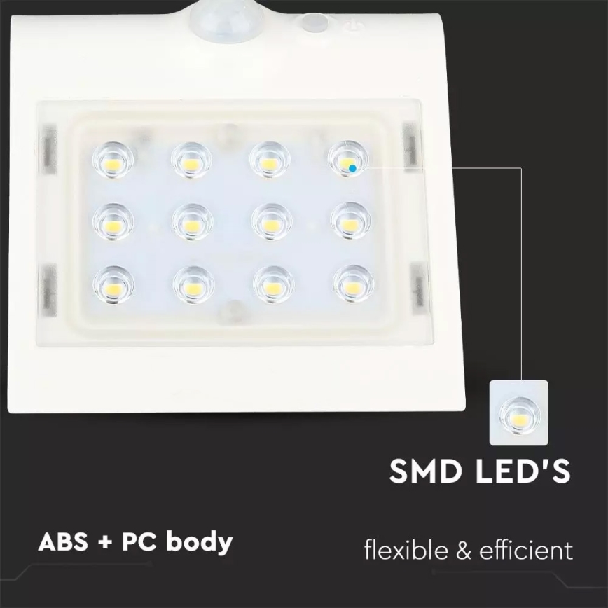 LED solarno zidno svetlo sa senzorom LED/1.5W/3,7V IP65 1200 mAh