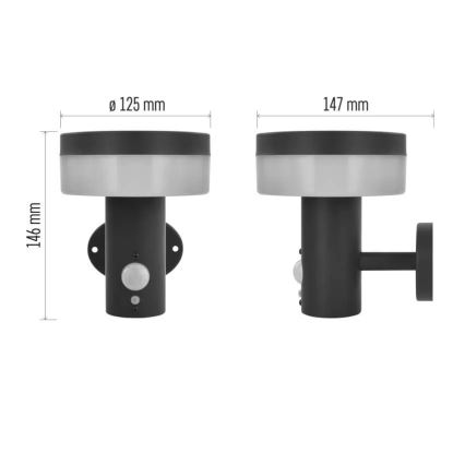 LED Solarno zidno svetlo sa senzorom LED/2W/3,7V 1200 mAh IP44