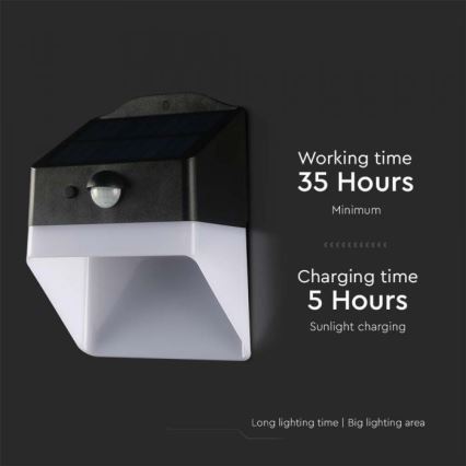 LED solarno zidno svetlo sa senzorom, LED/2W/3,7V, 4000K, IP65, 1200 mAh