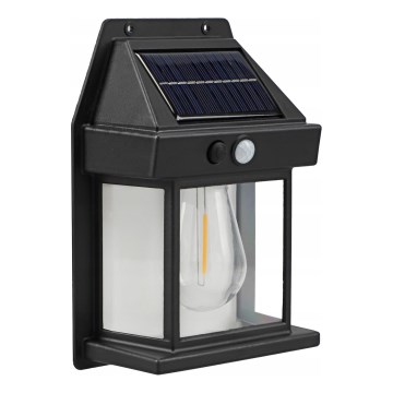 LED solarno zidno svetlo sa senzorom LED/3,7V 600 mAh IP44 crno