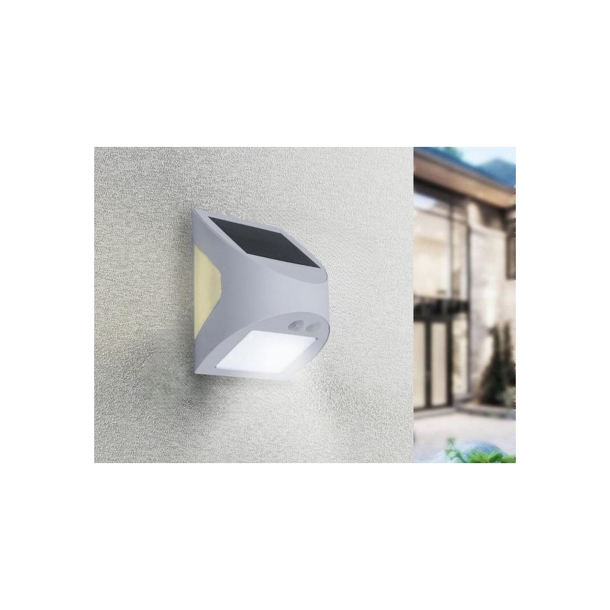 LED solarna zidna lampa sa senzorom LED/3W/3,7V 3000/4000K 1200 mAh IP54 bela