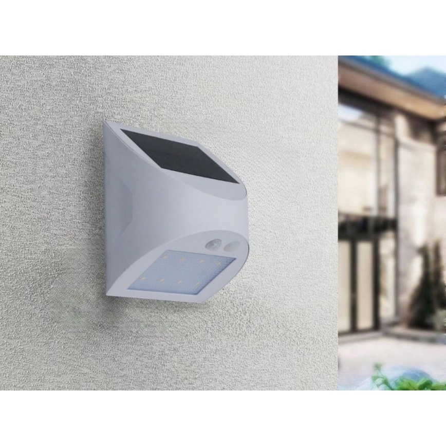 LED solarna zidna lampa sa senzorom LED/3W/3,7V 3000/4000K 1200 mAh IP54 bela