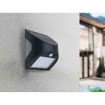 LED solarno zidno svetlo sa senzorom LED/3W/3,7V 3000/4000K 1200 mAh IP54 crna