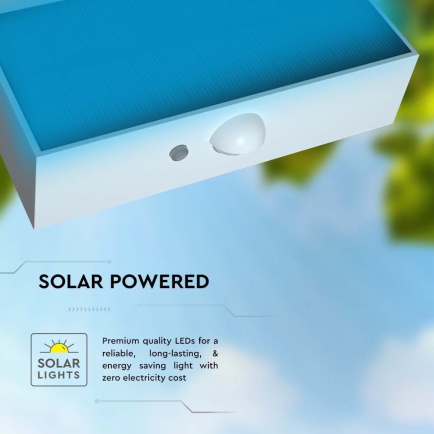 LED solarno zidno svetlo sa senzorom LED/3W/3,7V 3000K/4000K IP65 1200 mAh belo