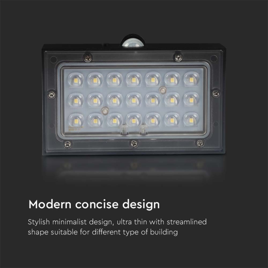LED solarno zidno svetlo sa senzorom LED/3W/3,7V 3000K/4000K IP65 1200 mAh crna
