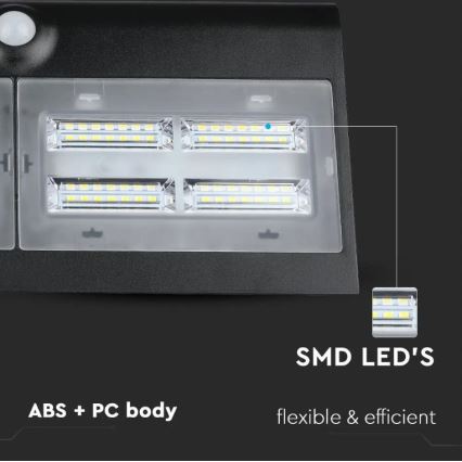 LED solarno zidno svetlo sa senzorom LED/7W/3,7V 4000K IP65 4000 mAh crna