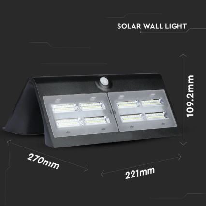 LED solarno zidno svetlo sa senzorom LED/7W/3,7V 4000K IP65 4000 mAh crna