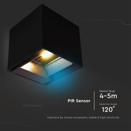 LED solarno zidno svetlo sa senzorom LED/9W/3,7V 3000/4000/5000K 2600 mAh IP65 crna