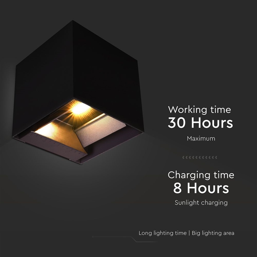 LED solarno zidno svetlo sa senzorom LED/9W/3,7V 3000/4000/5000K 2600 mAh IP65 crna