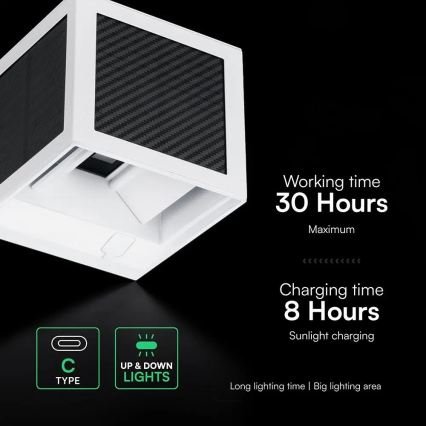 LED solarno zidno svetlo sa senzorom LED/9W/3,7V 3000/4000/6000K IP65 2600 mAh belo