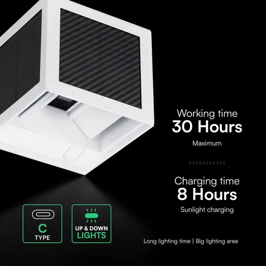 LED solarno zidno svetlo sa senzorom LED/9W/3,7V 3000/4000/6000K IP65 2600 mAh belo