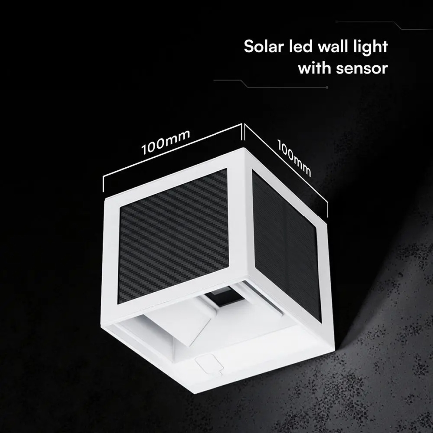 LED solarno zidno svetlo sa senzorom LED/9W/3,7V 3000/4000/6000K IP65 2600 mAh belo