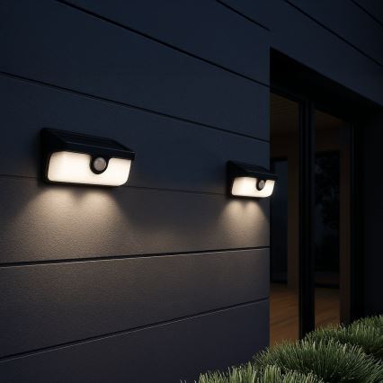 LED solarno zidno svetlo sa senzorom LINK LED/5W/3,7V 2000 mAh IP65 crno
