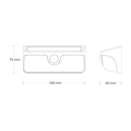 LED solarno zidno svetlo sa senzorom LINK LED/5W/3,7V 2000 mAh IP65 crno