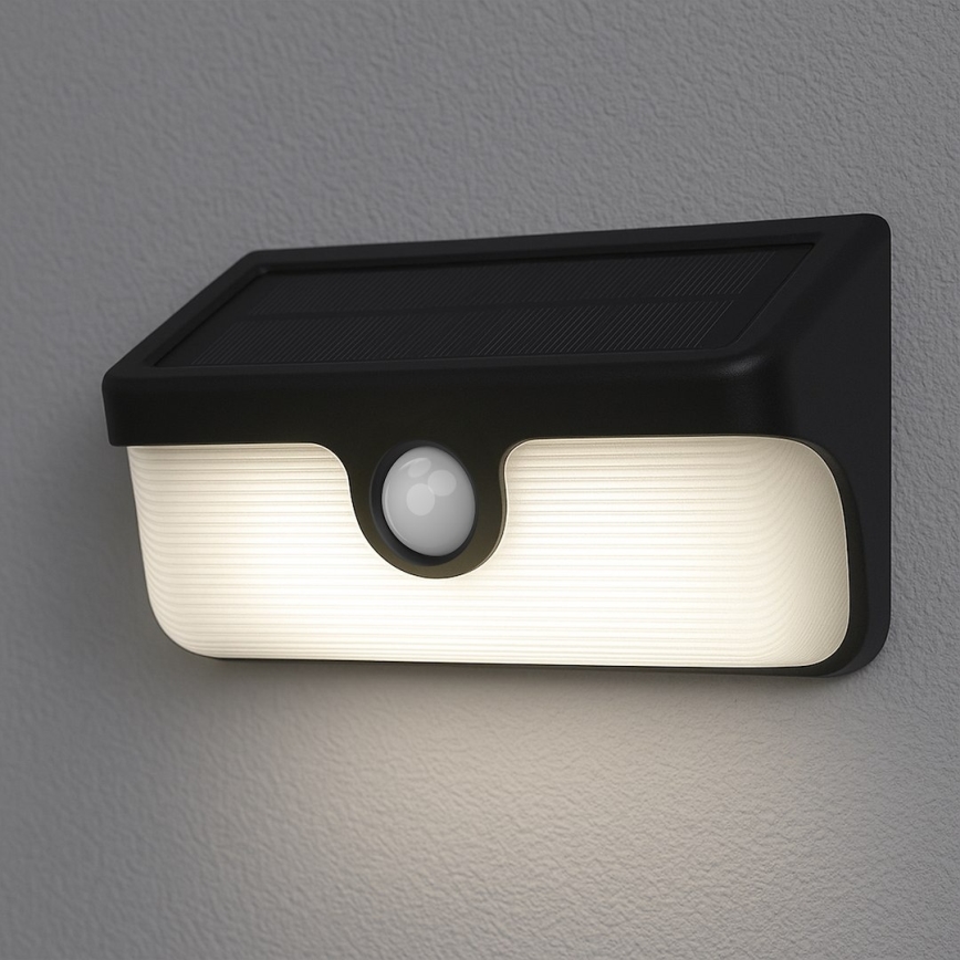 LED solarno zidno svetlo sa senzorom LINK LED/5W/3,7V IP65 crna