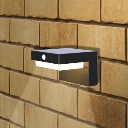 LED solarno zidno svetlo sa senzorom MALI LED/4,5W/3,7V 2000 mAh IP44 crna