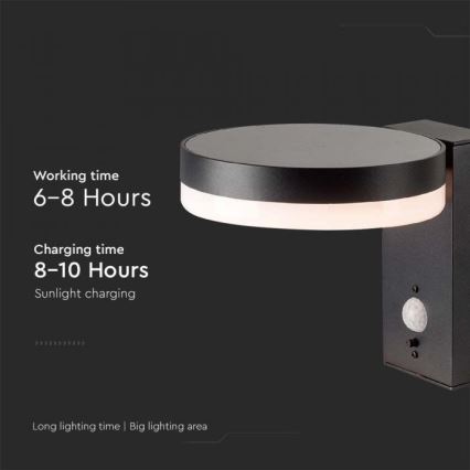 Solarna LED zidna svetiljka za spoljašnju upotrebu sa senzorom LED/5,5W/3,7V 3000K IP54 2000 mAh