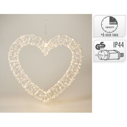LED Spoljašnja božićna dekoracija 720xLED/6W/230V 46 cm IP44 topla bela srce/bela