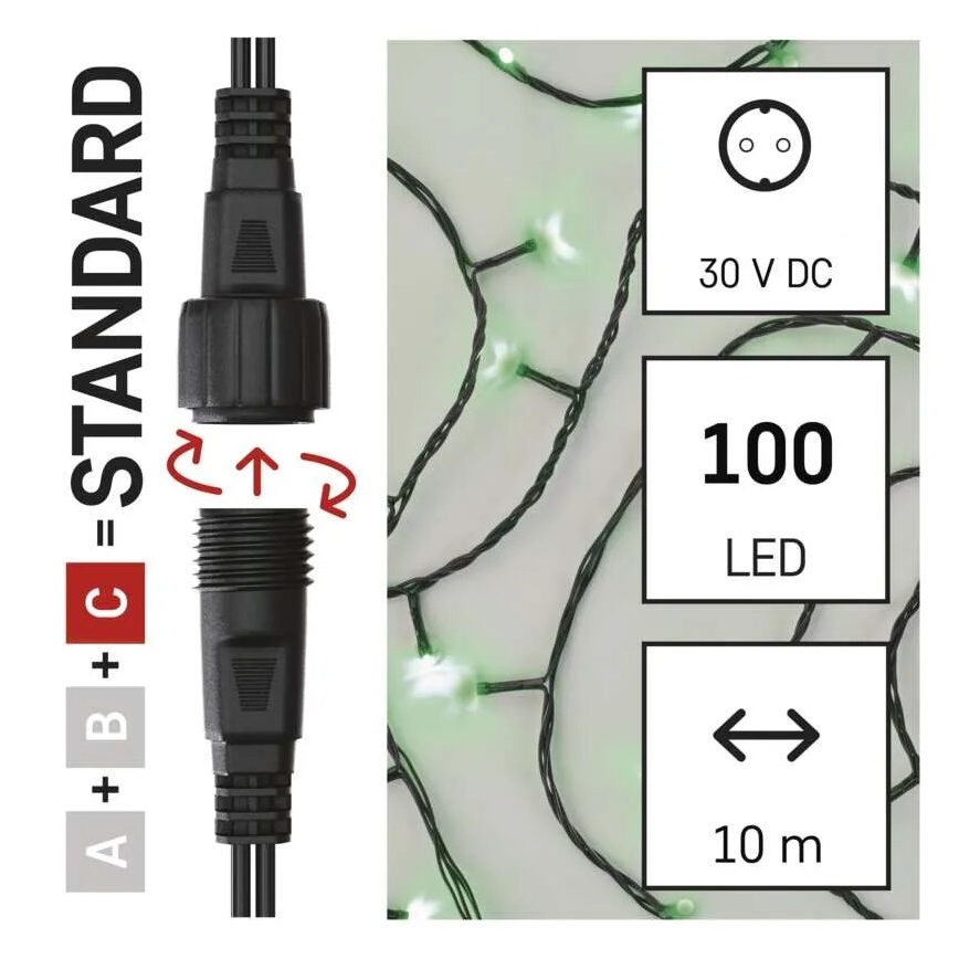 LED spoljašnja božićna girlanda 100xLED/10m IP44 zelena