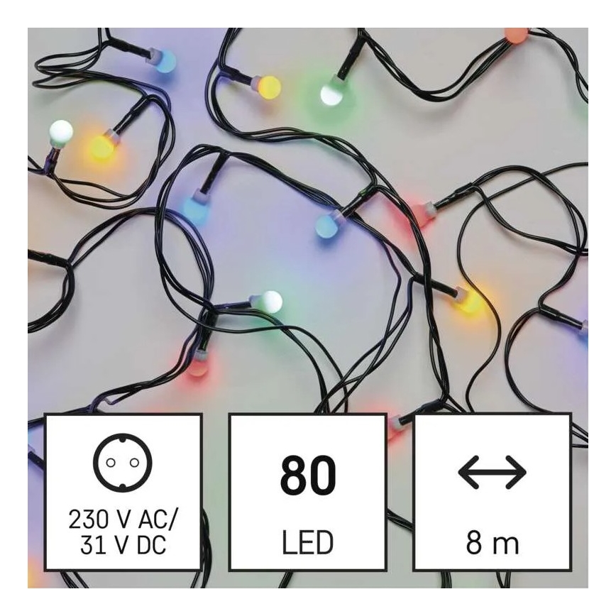 LED spoljašnja božićna girlanda 80xLED/8 funkcija 13m višebojna IP44
