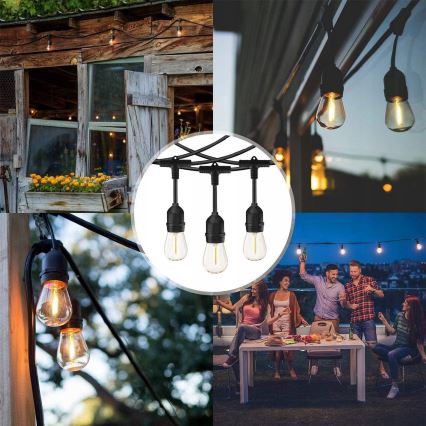 LED spoljašnja dekorativna girlanda 10xE27/1W/230V 10,94 m IP44 crna