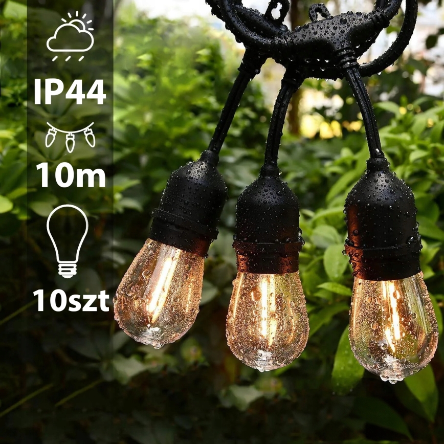 LED spoljašnja dekorativna girlanda 10xE27/1W/230V 10,94 m IP44 crna